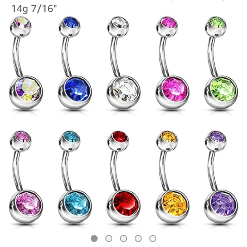 NWOT Body Colorz 10 Double Jeweled Belly Ring